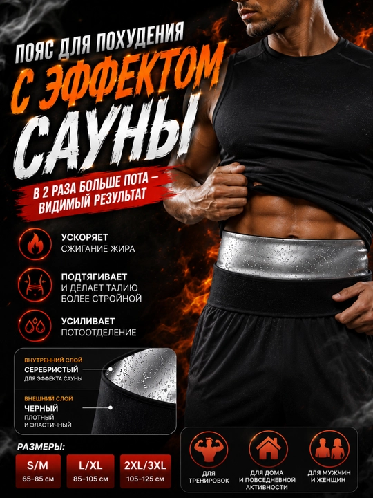 Пояс для похудения с эффектом сауны, корсет для похудения, пояс для фитнеса, унисекс - 