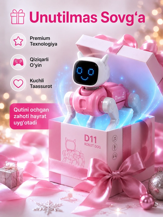 Умная Робот Собака D11, Голосовые Команды, Пульт, Bluetooth, Робот для Детей
