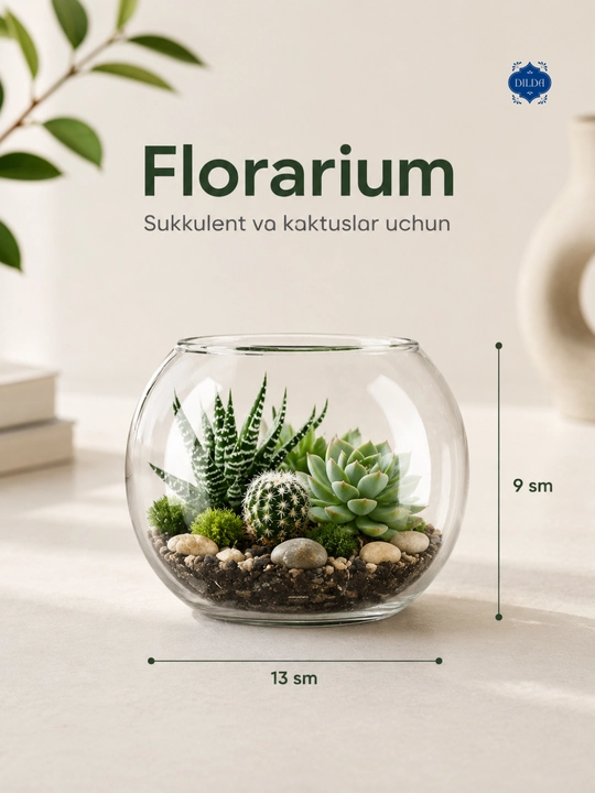 Shisha vaza-akvarium dekor uchun, baliq, o'simlik va gullar uchun idish, 1 dona uyga mos - 