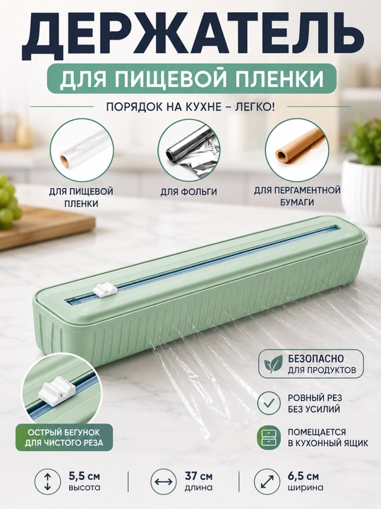 Универсальный диспенсер, резак для пищевой плёнки, упаковка продуктов, аксессуар для кухни - 