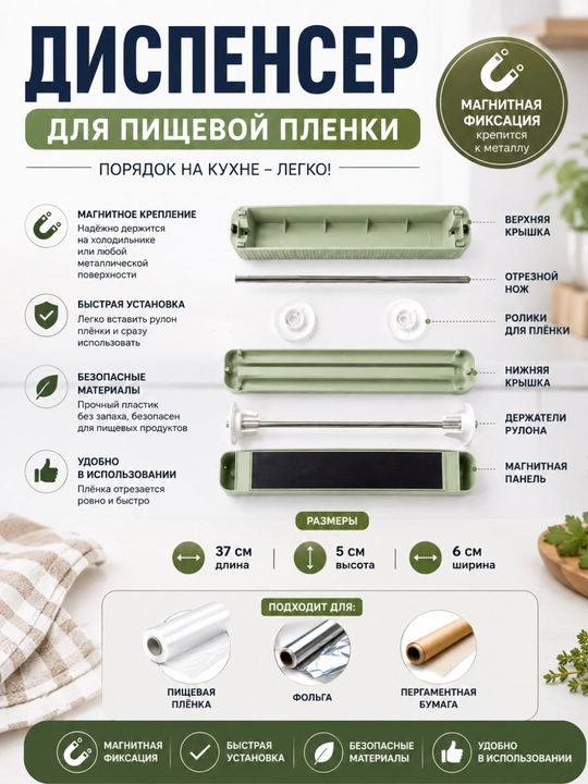 Универсальный диспенсер, резак для пищевой плёнки, упаковка продуктов, аксессуар для кухни