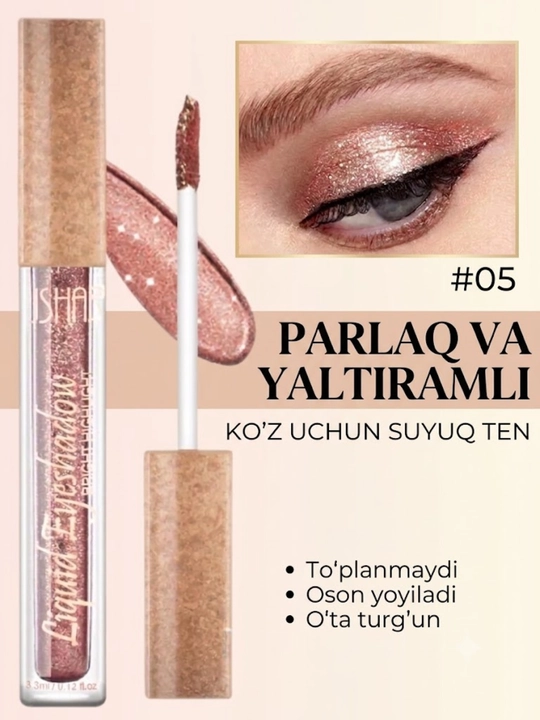 Qovoqlar uchun yaltiroq suyuq soyalar, chidamli, 3 ml