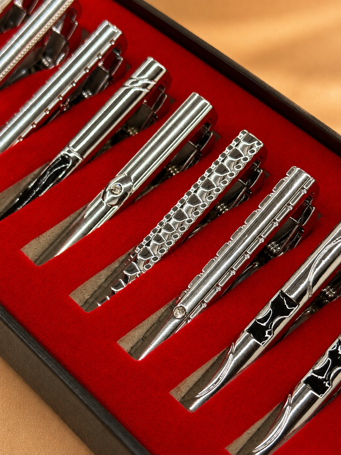 Металлический зажим для галстука Tie Clip, серебристый или золотистый, стандарт