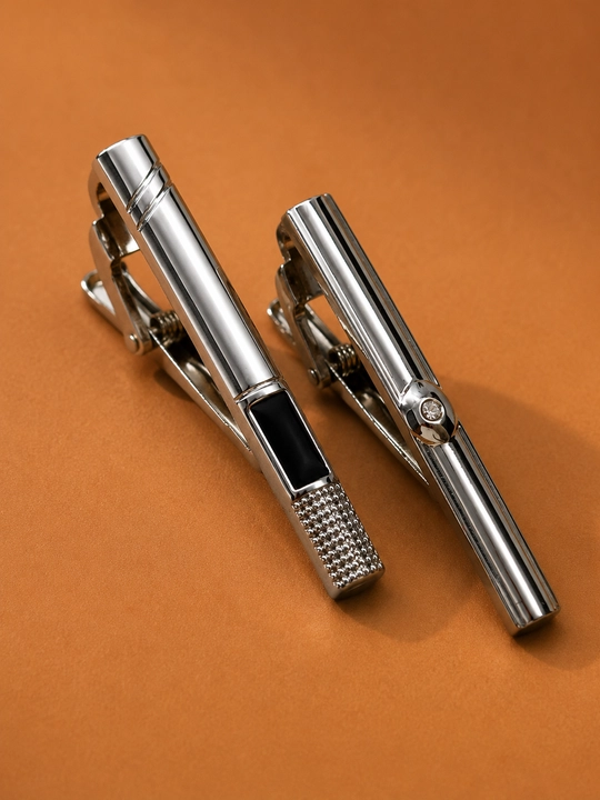 Металлический зажим для галстука Tie Clip, серебристый или золотистый, стандарт