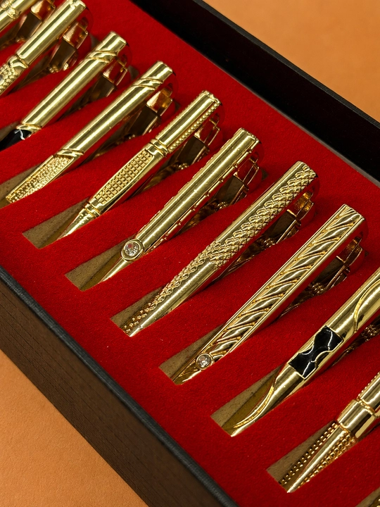 Металлический зажим для галстука Tie Clip, серебристый или золотистый, стандарт - 