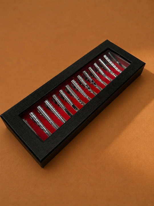 Металлический зажим для галстука Tie Clip, серебристый или золотистый, стандарт - 