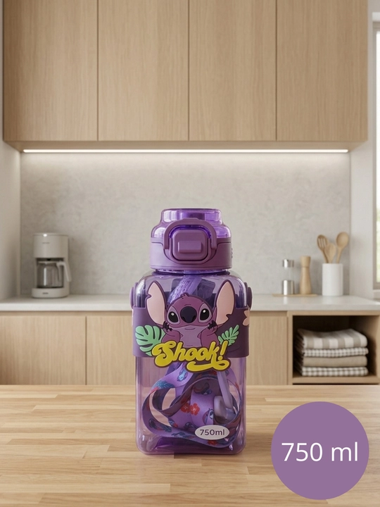 Stitch bolalar suv idishi 750 ml – Tasma bilan, Qulflanadigan qopqoq