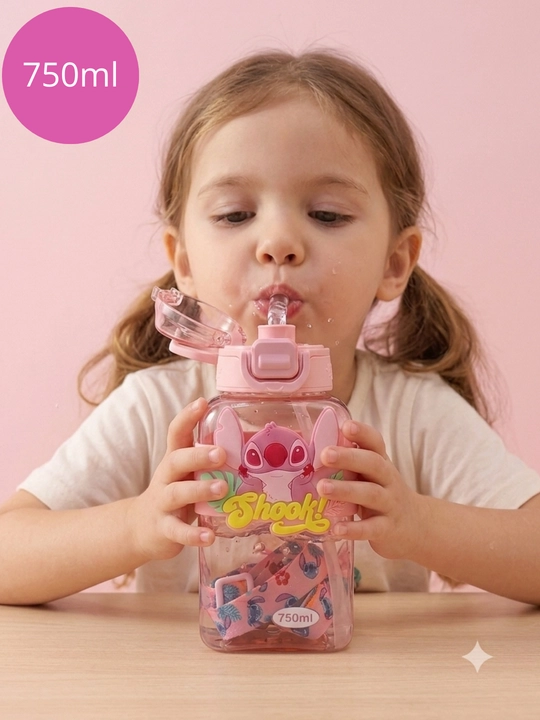Stitch bolalar suv idishi 750 ml – Tasma bilan, Qulflanadigan qopqoq