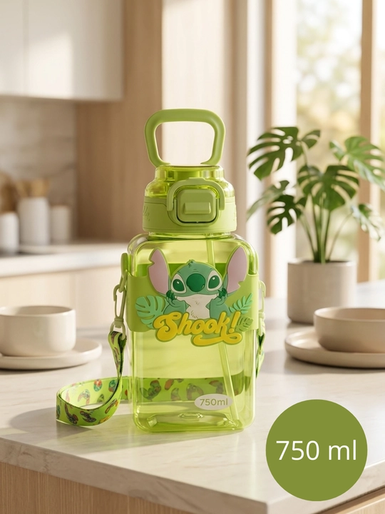 Stitch bolalar suv idishi 750 ml – Tasma bilan, Qulflanadigan qopqoq - 