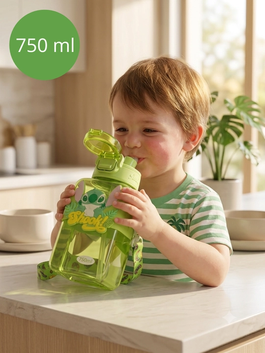 Stitch bolalar suv idishi 750 ml – Tasma bilan, Qulflanadigan qopqoq