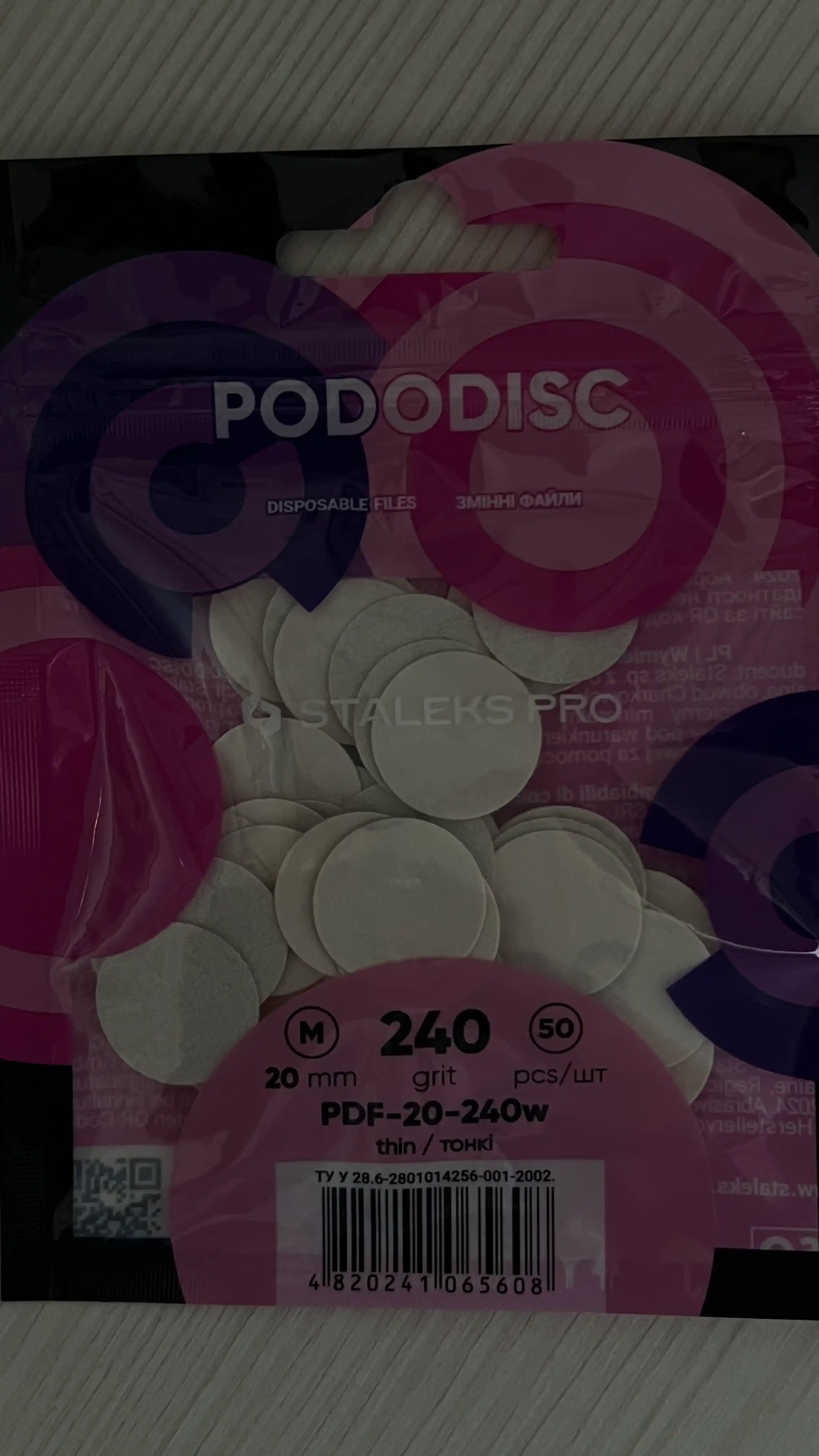 Pedikyur diski PODODISC STALEKS PRO M, almashtiriladigan fayl 180 grit, 5 dona, 20 mm