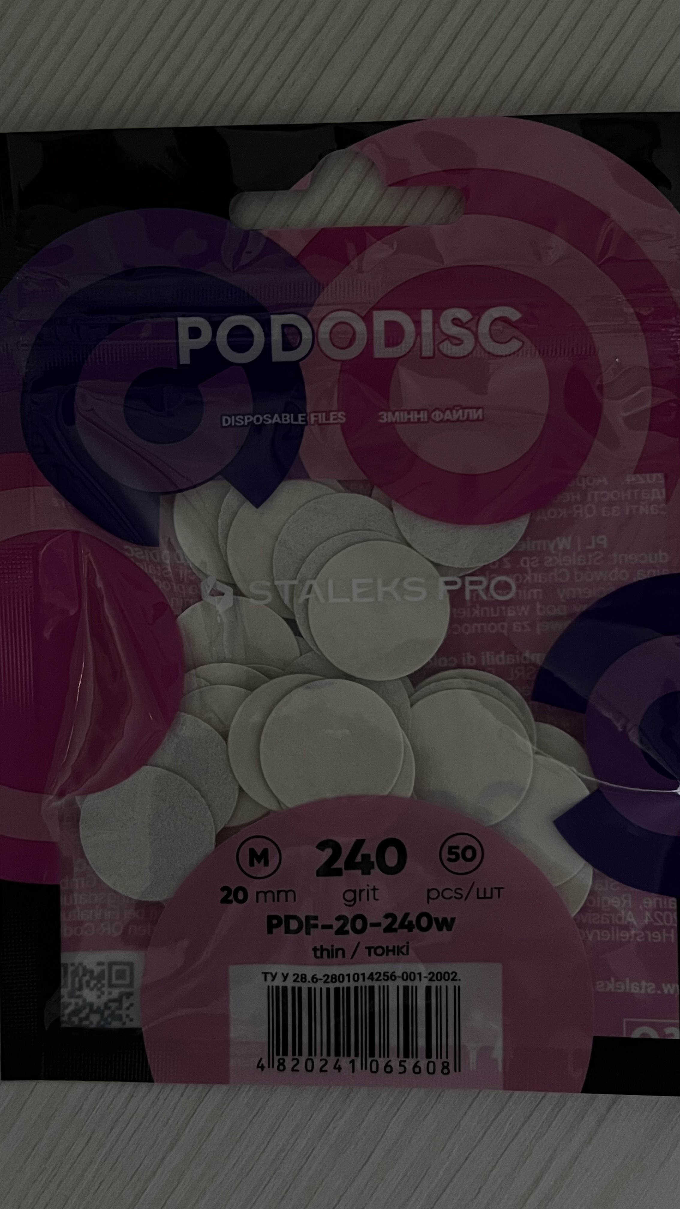 PODODISC STALEKS PRO M pedikyur diski uchun almashtiriladigan fayllar, 240 grit, 50 dona