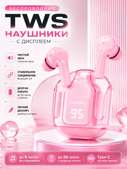 Tws simsiz quloqchin led displeyli zaryadlash keysi bilan oq - 