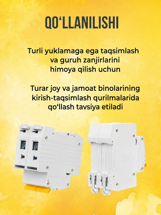 IEK VA47-29 avtomatik o‘chirgichi, KARAT 2P, 6–63A, 4,5 kA, C xarakteristikasi