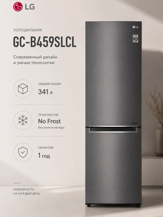 Xolodilnik LG GC-B459SLCL, 341 л, DoorCooling+™, Smart Inverter Compressor - 