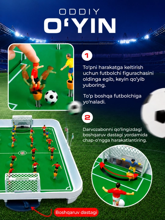 Stol futboli bolalar va oila uchun, mini stol o'yinlari