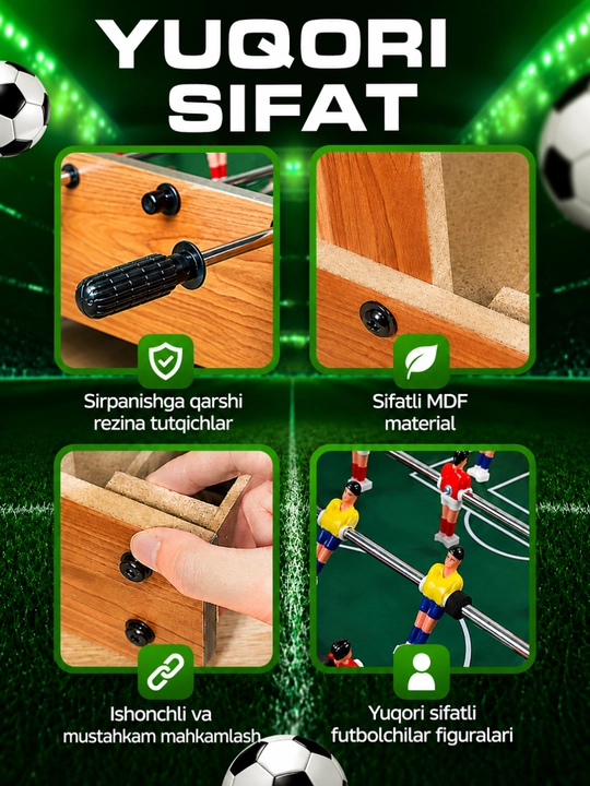 Stol futboli bolalar va oila uchun, mini stol o'yinlari