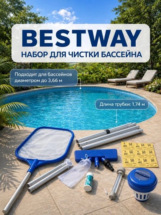 Bestway 58195 basseyn tozalash to‘plami, basseyn parvarishi uchun to‘liq to‘plam - 