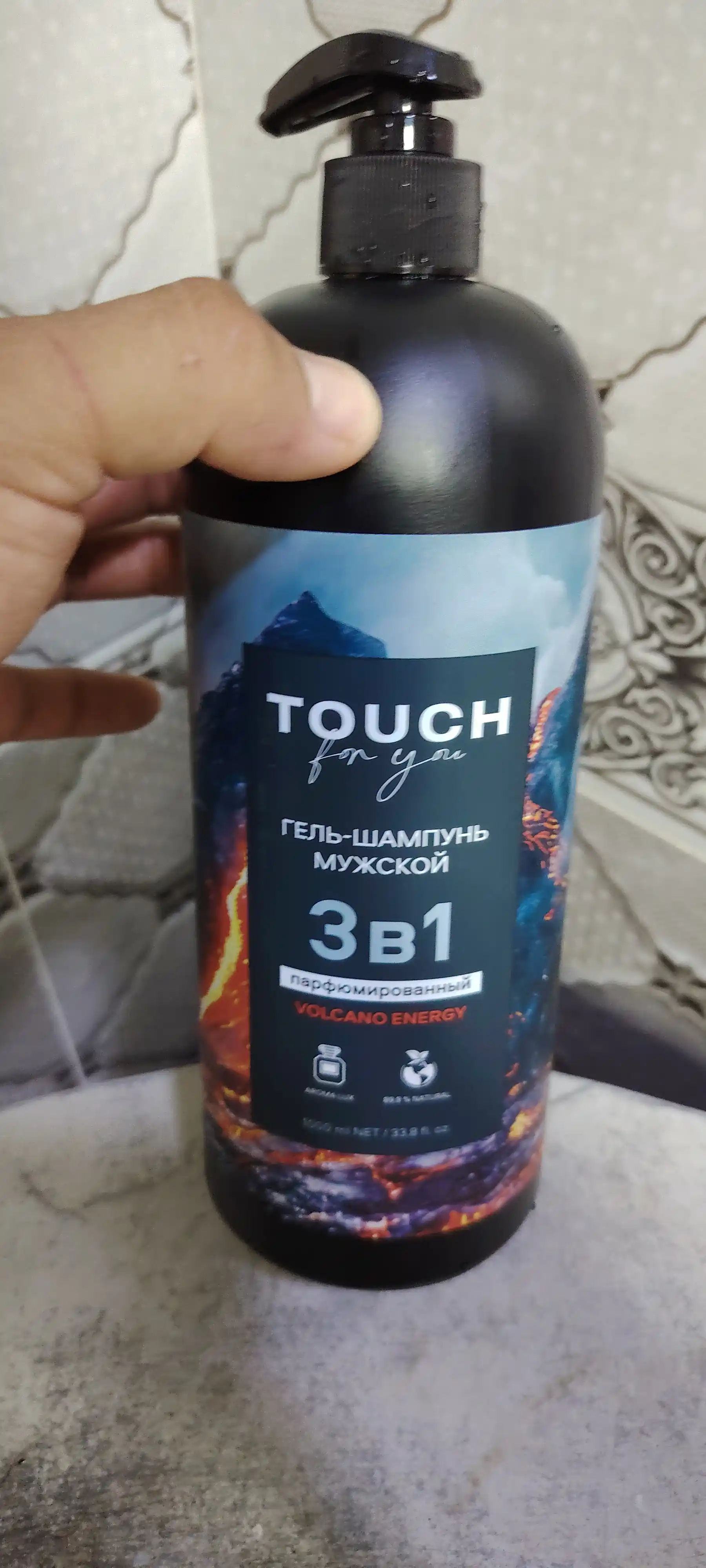 VOLCANO ENERGY parfyumlangan erkaklar shampuni, dush uchun gel, Touch For You, 1000 ml