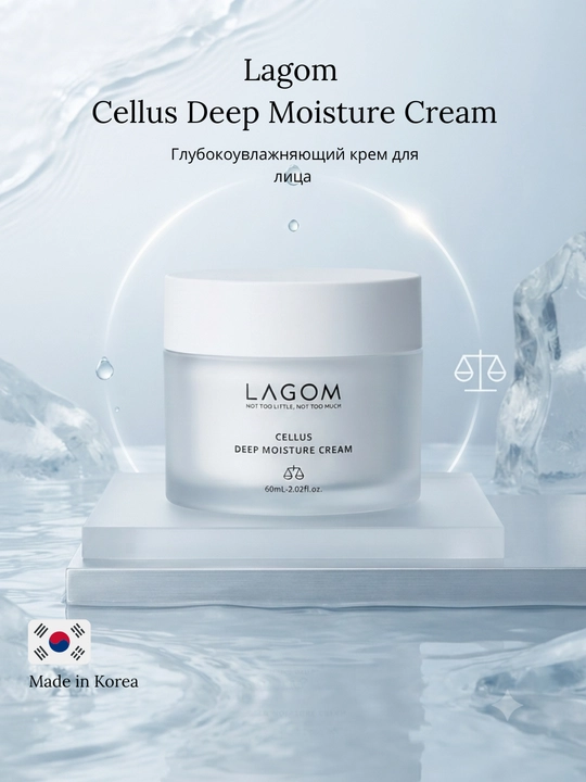 LAGOM Cellus Mild & Deep Moisture Cream yuz uchun namlantiruvchi kremi, 60 ml