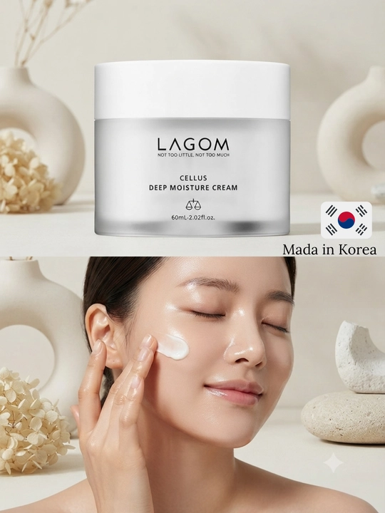 LAGOM Cellus Mild & Deep Moisture Cream yuz uchun namlantiruvchi kremi, 60 ml