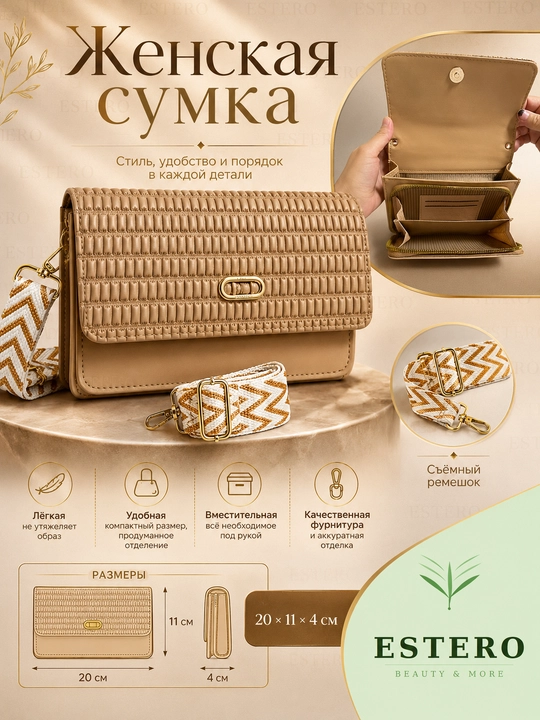 Ayollar klatch sumkasi karamel rangli hamyon model yelka remenli