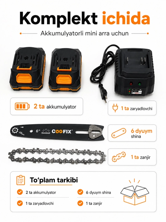 COOFIX. Аккумуляторная мини пила, цепная пила, аккумуляторная пила, пила для резки древесины