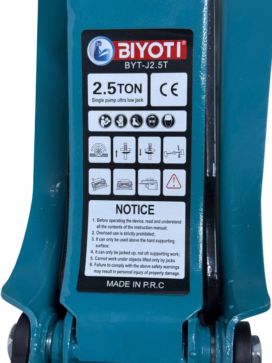 Gidravlik podkatnoy domkrat BIYOTI BYT-J2.5T ultra past profilli (2.5 t, 85 mm)