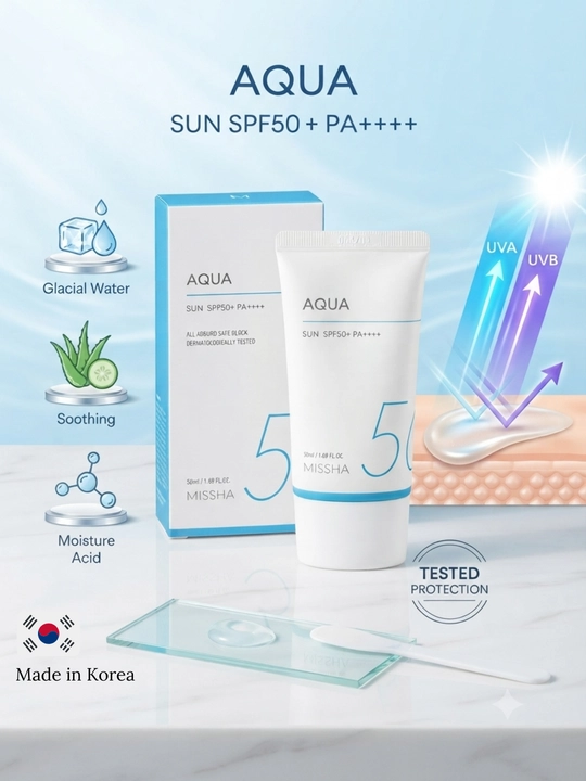 Namlovchi quyosh kremi Missha All Around Safe Block Aqua Sun SPF 50+ Pa++++