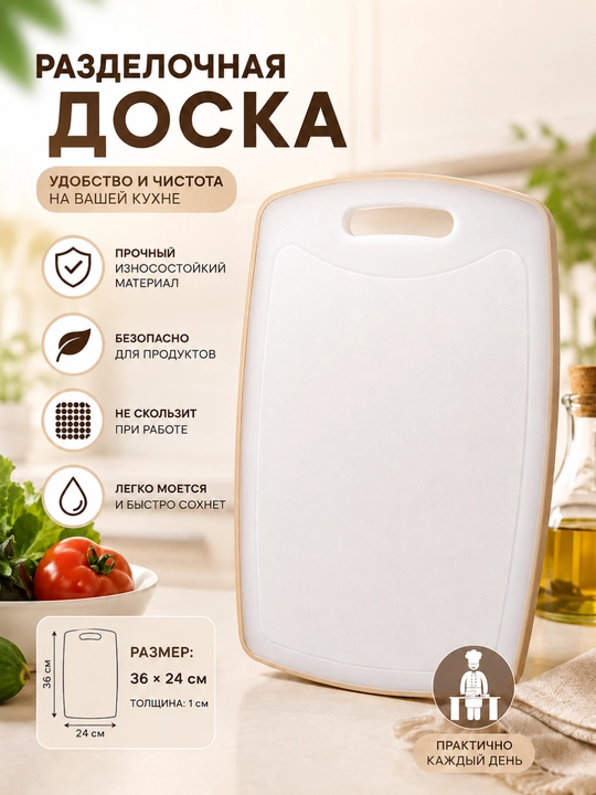 Разделочная доска, пластиковая, для кухни, 36 × 24 см - 