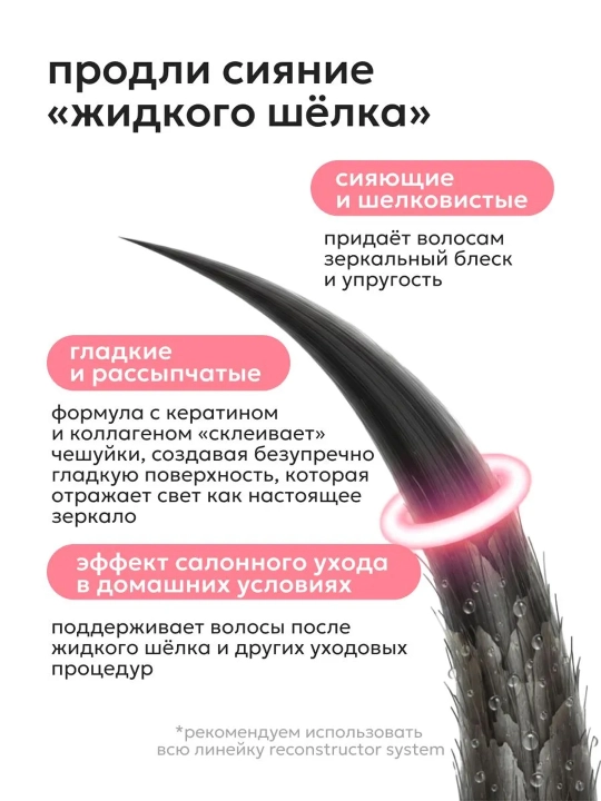 Шампунь для волос LIKATO RECONSTRUCTOR восстанавливающий с кератином, 400/1050 мл