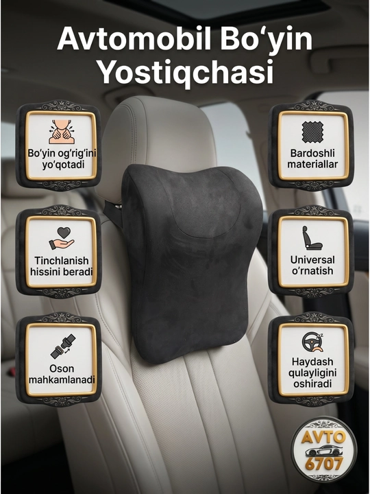 Avto yostiqcha, mashina o'rindig'i uchun bo'yin yostiq