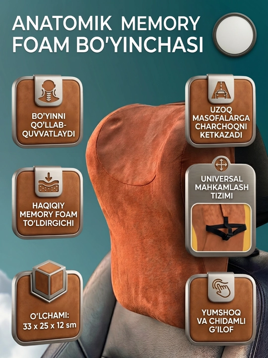Avto yostiqcha, mashina o'rindig'i uchun bo'yin yostiq