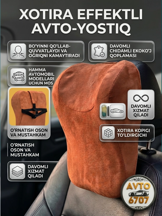 Avto yostiqcha, mashina o'rindig'i uchun bo'yin yostiq