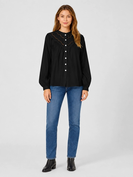 Rubashka ayollar, erkin bichimli bluzka, paxta 100% — ELLY FASHION