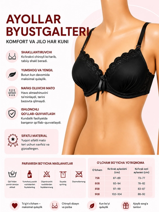 Ayol va qizlar uchun ich kiyimlar byustgalterlar - 