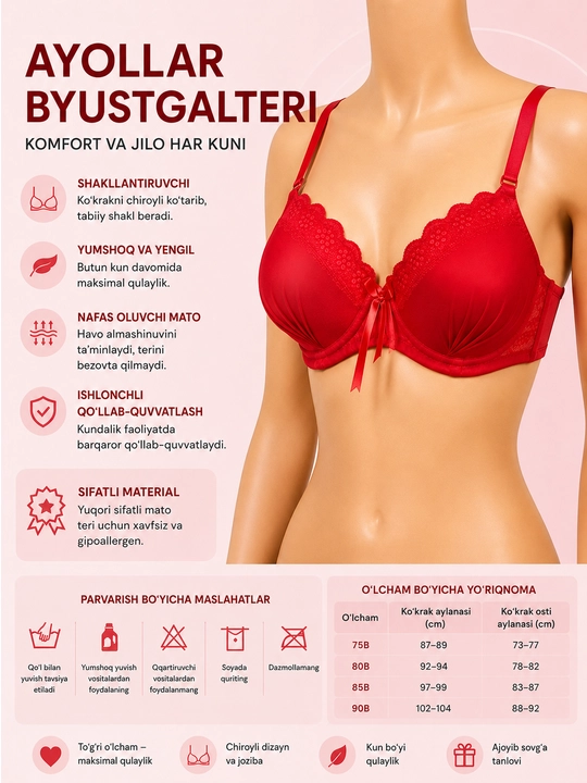 Ayol va qizlar uchun ich kiyimlar byustgalterlar - 