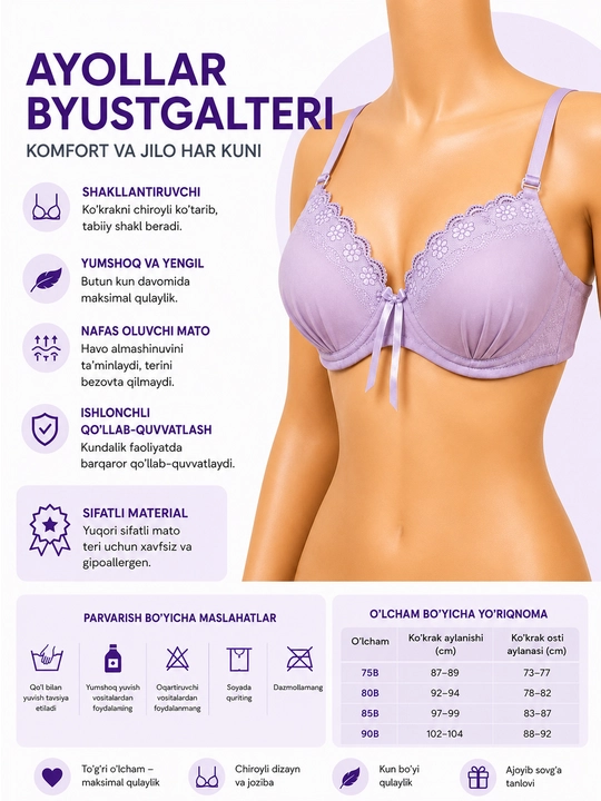 Ayol va qizlar uchun ich kiyimlar byustgalterlar - 
