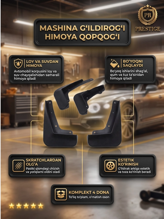 Chevrolet va boshqa avtomobillari uchun brizgovik to'plami, loydan himoyalovchi - 