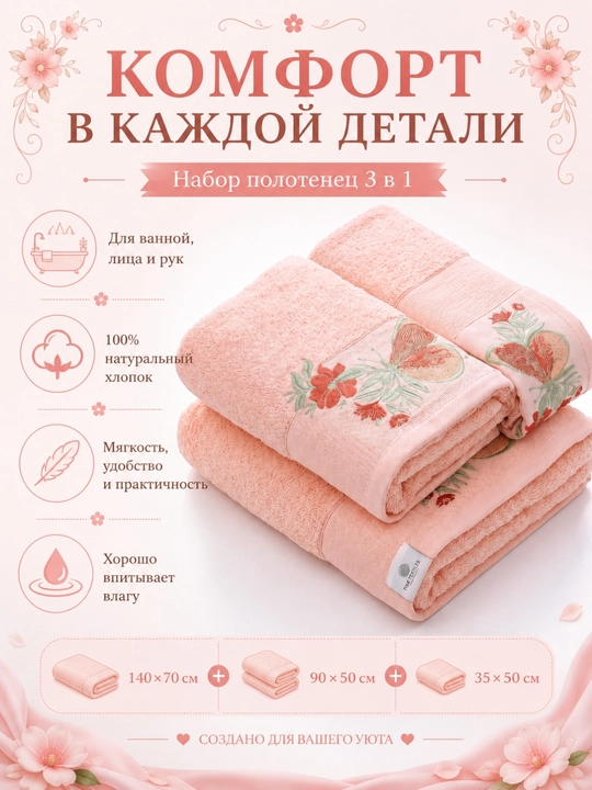 Patli sochiqlar to‘plami, yuz va oyoqlar uchun, momiq, yumshoq, hammom sochiqlari