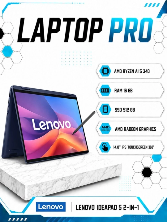 Ноутбук Lenovo IdeaPad 5 2-in-1,AMD Ryzen 5AI 340,16GB,SSD 512GB,14.0 IPS Touchscreen 360° - 