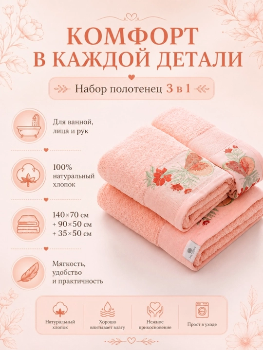 Patli sochiqlar to‘plami, yuz va oyoqlar uchun, momiq, yumshoq, hammom sochiqlari