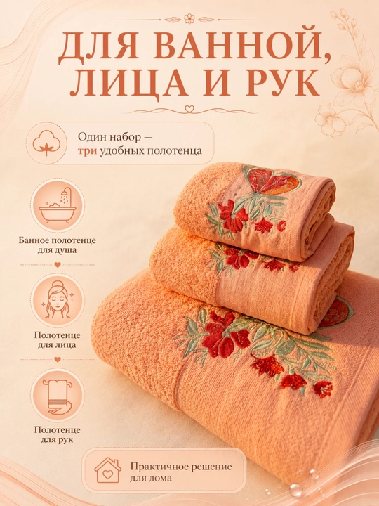 Patli sochiqlar to‘plami, yuz va oyoqlar uchun, momiq, yumshoq, hammom sochiqlari
