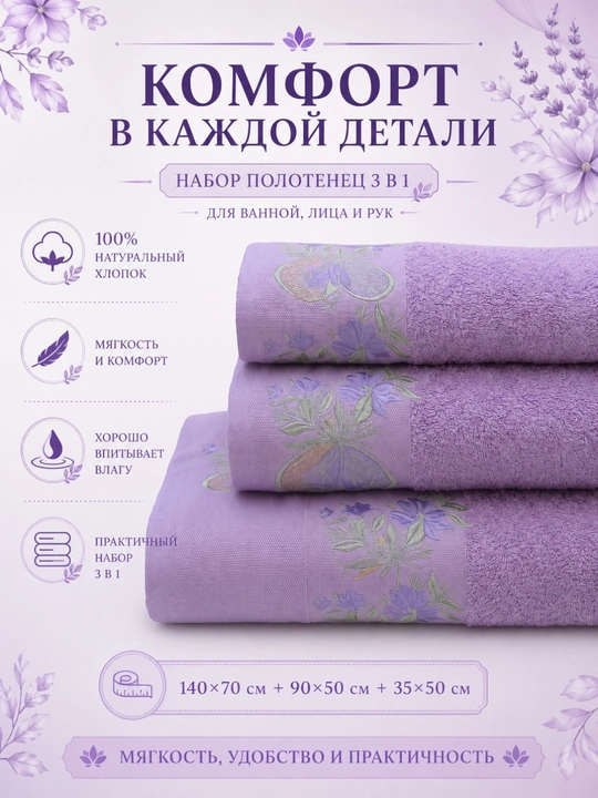 Patli sochiqlar to‘plami, yuz va oyoqlar uchun, momiq, yumshoq, hammom sochiqlari
