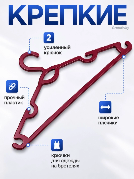 Набор пластиковых вешалок для одежды и брюк, плечики с зацепами и рифлением, до 5 кг