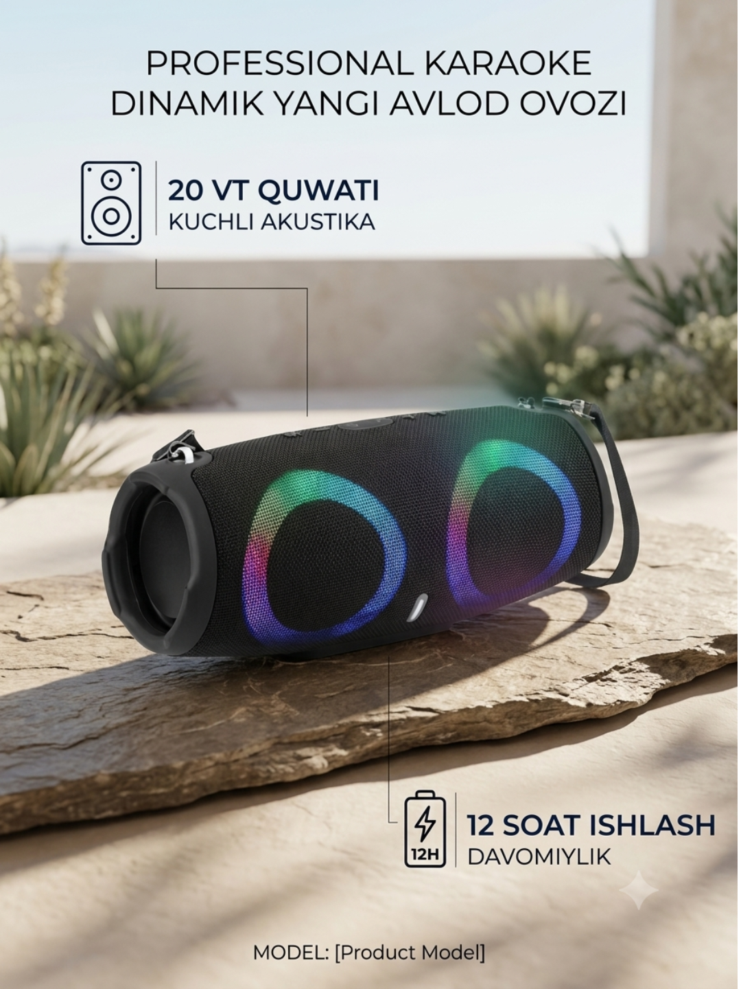 Sing-e ZQS-L22 Boombox — Portativ simsiz RGB kоlonka (10W x 2) - 