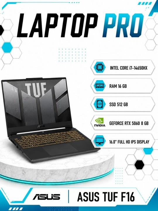 Ноутбук ASUS TUF F16 Intel® Core™ i7-14650HX RAM 16GB SSD 512GB RTX™ 5060 8ГБ 16.0″Full HD - 