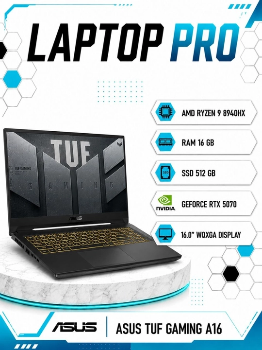 Ноутбук ASUS TUF Gaming A16 AMD Ryzen™ 9 8940HX RAM 16GB SSD 512GB RTX™ 5070 16.0″ WQXGA - 