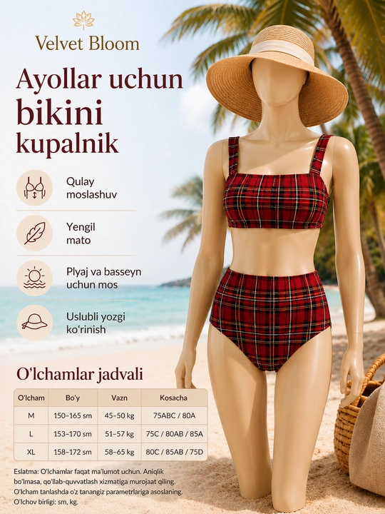 Ayollar cho‘milish kiyimi, alohida, qizlar va ayollar uchun, kupalnik, malomerka