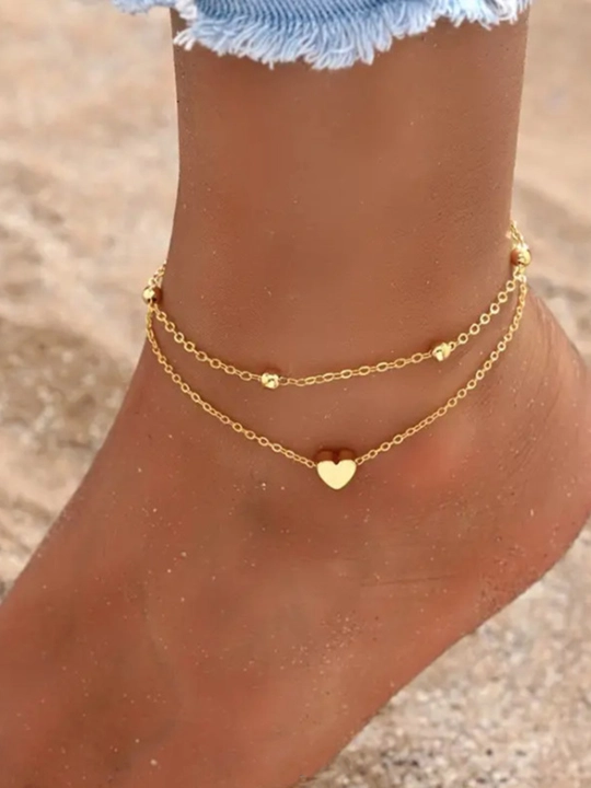 Нежный анклет Single Diamond — браслет на лодыжку, с покрытием 14K Gold PVD - 